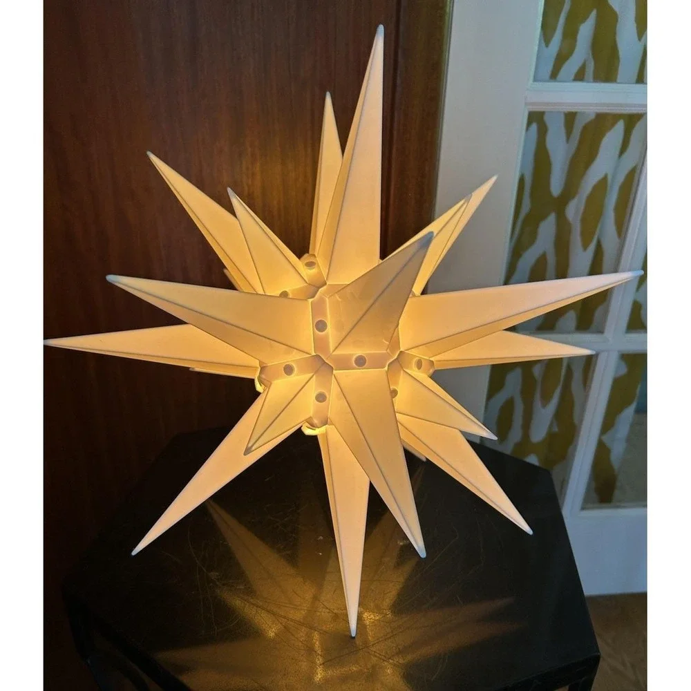 Vintage Moravian Star Light Lititz Folk Art Lantern Holiday Bethlehem Lamp 14